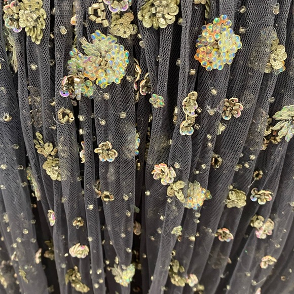 Needle & Thread Comet floral embellished open back midi dress. STYLE#211117202 - Picture 7 of 10